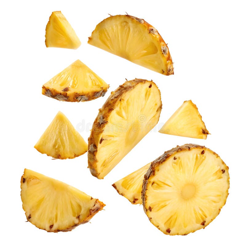 Ananas, färsk, i skivor som är isolerade på genomskinlig bakgrund vektor illustrationer