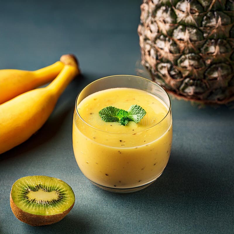 Ananas, Mango, Banana and Kiwi Smoothie, AI Generated Stock ...