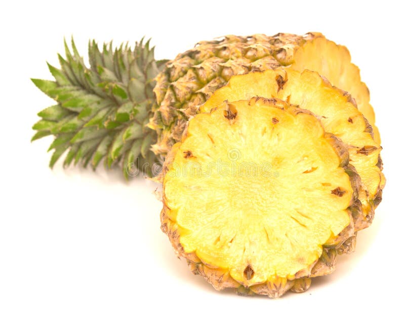 Ananas op wit stock afbeeldingen