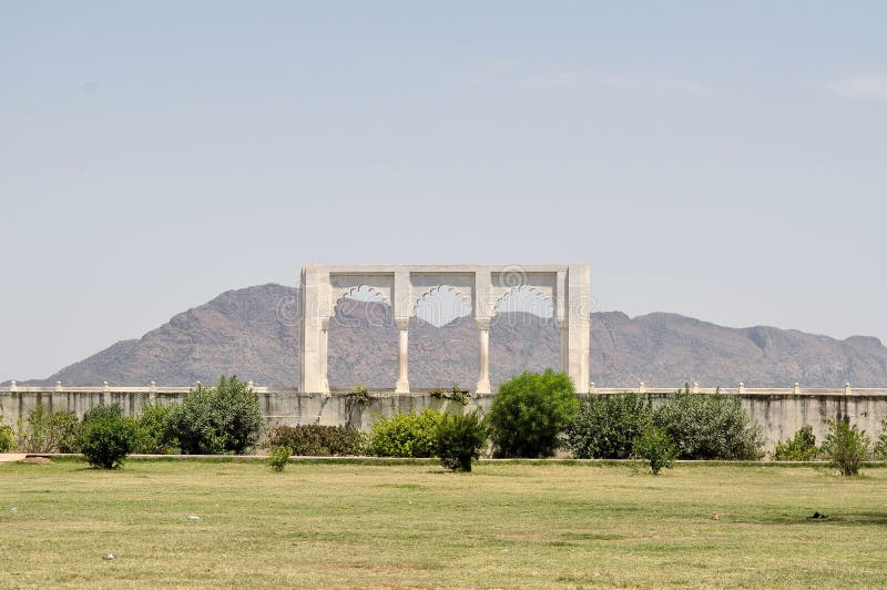 Anasagar lake with white marble gate, Ajmer