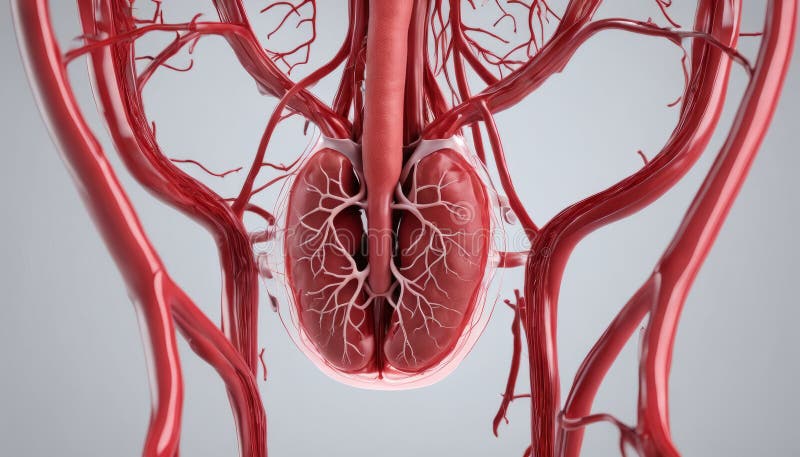 Anatomical precision - A detailed 3D rendering of a human heart stock illustration