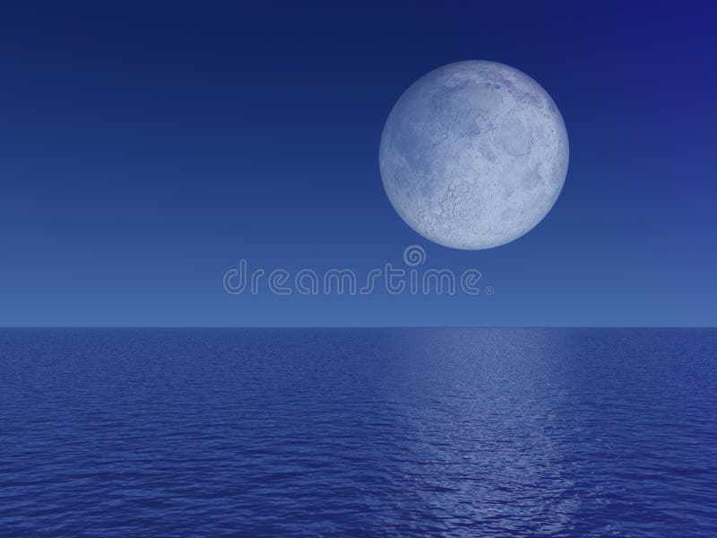 Anche luna piena sopra il mare royalty illustrazione gratis Anche luna piena sopra il mare royalty illustrazione gratis