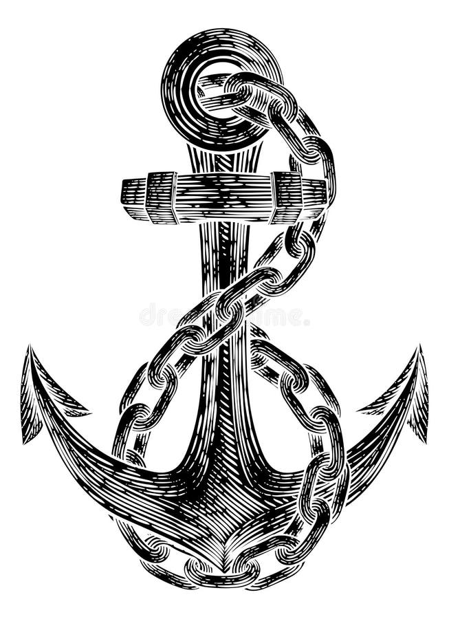 Anchor from Boat or Ship Tattoo Drawing Stock Vector - Illustration of ...