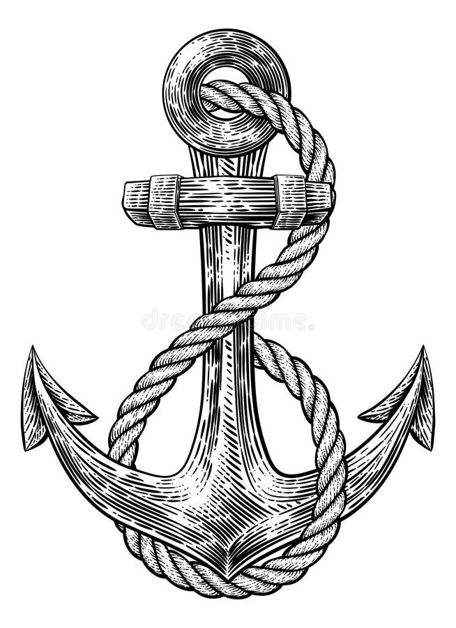 Anchor from Boat or Ship Tattoo Drawing Stock Vector - Illustration of ...