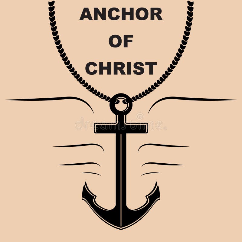 Christian Anchor With A Cross, Bible, Birds, Heart And Pearl Stock