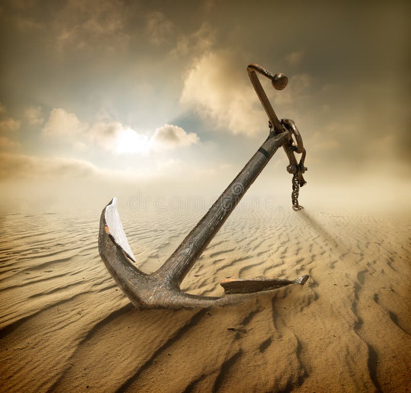 Anchor in desert stock image. Image of stranded, cloud 48521063