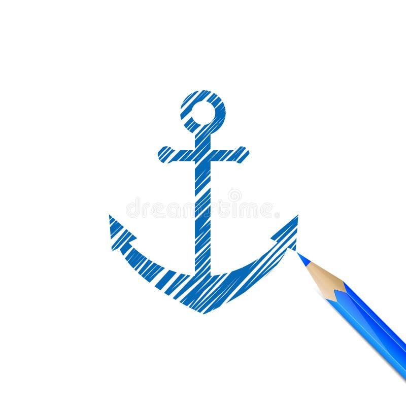 Anchor drawn with blue pencil