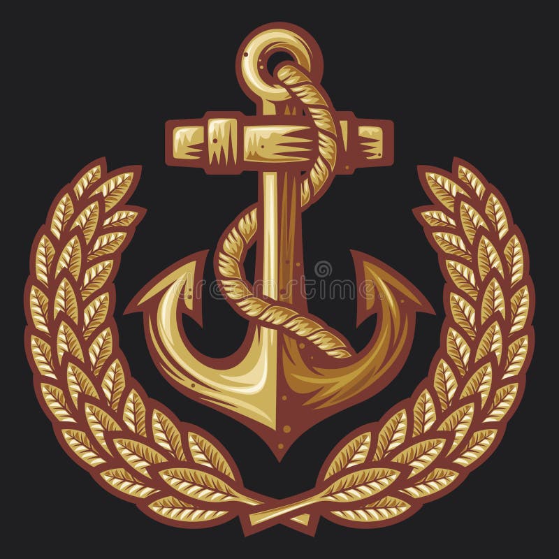 Anchor and laurel wreath badge vector illustration Anchor and laurel wreath badge vector illustration