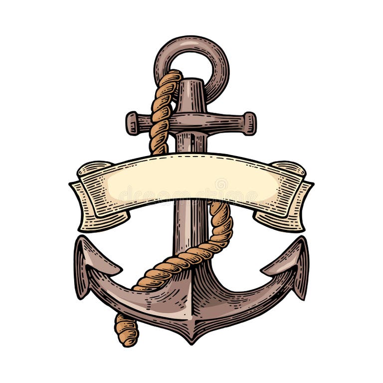 Anchor Tattoo Ribbon Stock Illustrations 655 Anchor Tattoo Ribbon