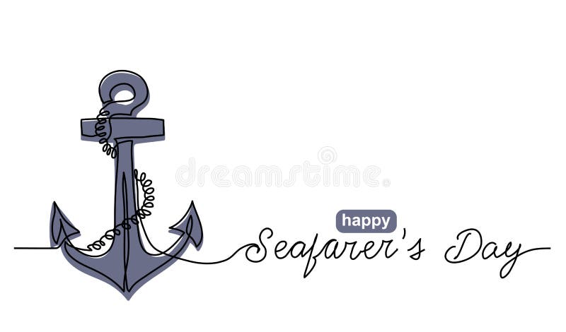 Anchor with Rope Simple Vector Banner, Poster, Background. One