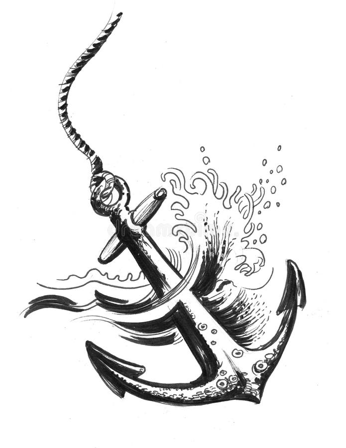 Anchor in Water stock illustration. Illustration of navy - 19213436