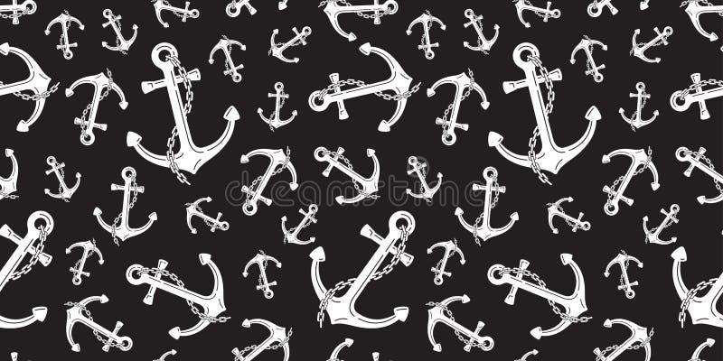 Anchor Seamless Pattern helm vector chain Nautical maritime isolated tropical boat tile background wallpaper black