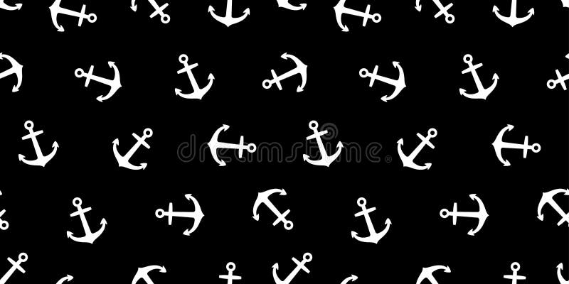 Anchor seamless pattern helm vector maritime nautical sea ocean boat isolated tile background wallpaper black