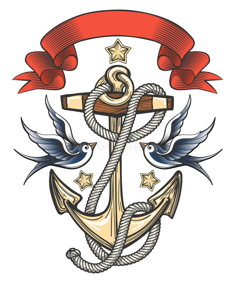 anchor with bow tattoo