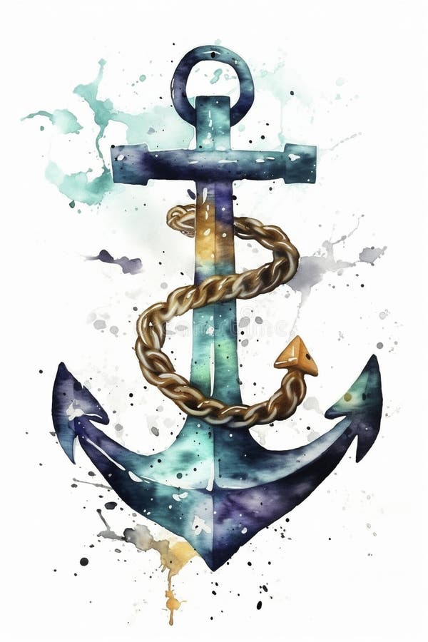 Anchor Watercolor Painting, Cretaed with Generative AI Stock ...