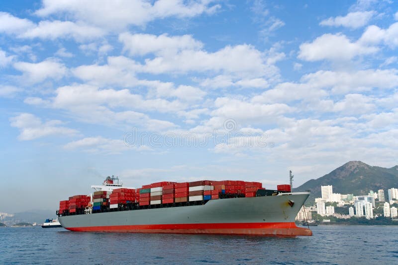 Anchored Container Ship