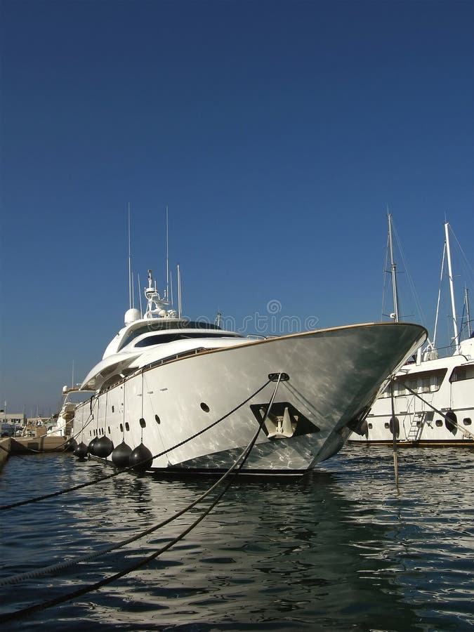 Anchored luxury yacht