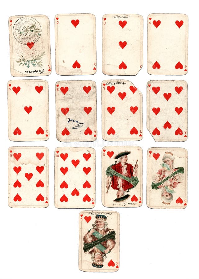 Cartas de jogo antigas de copas foto de stock royalty free