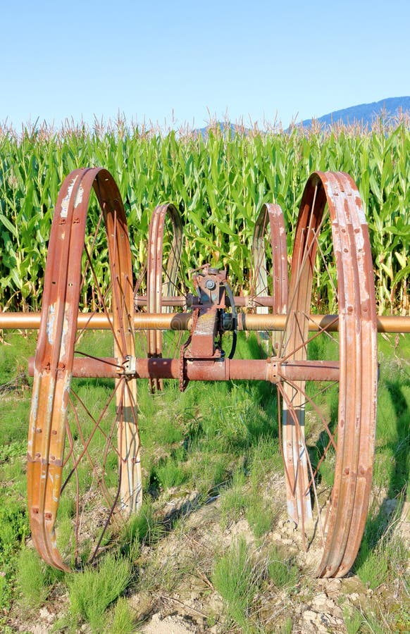 Ancienne roue d'irrigation métallique photographie stock libre de droits