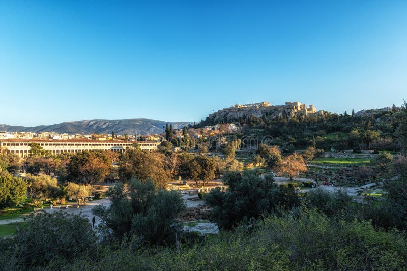 Ancient Agora of Athens Greece stock photo