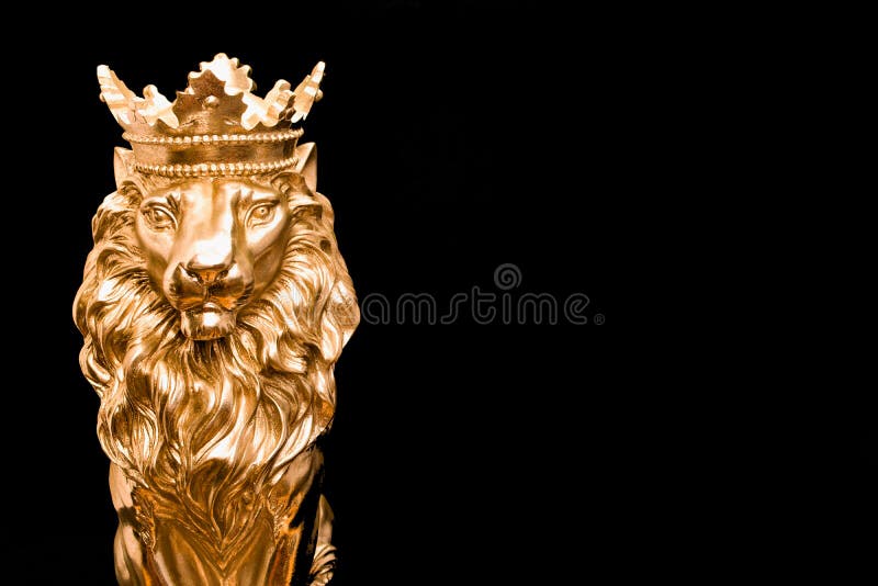 Golden Lion King of animals on black background