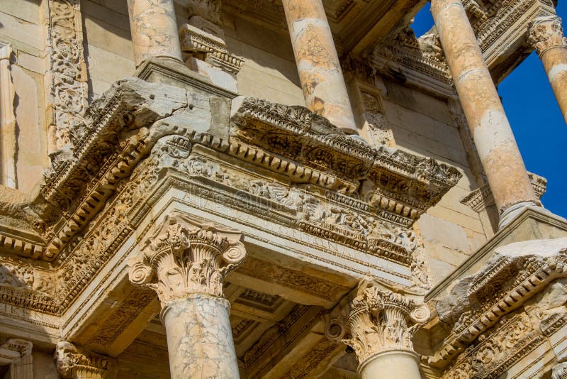 Ancient Antique City of Efes, Ephesus Antique Ruin Library Stock Photo ...