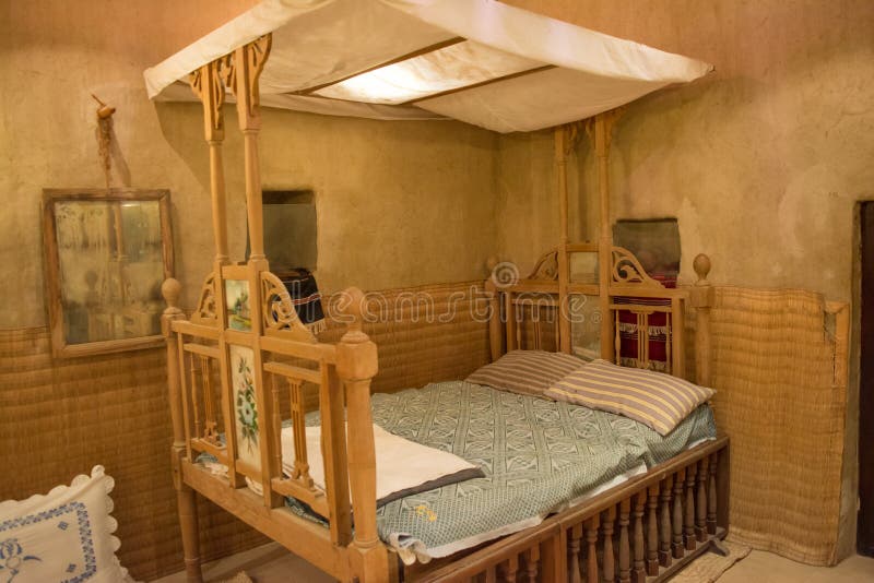 Ancient Arabian Wooden Bed in the Arabic Hut Stock Image Image of