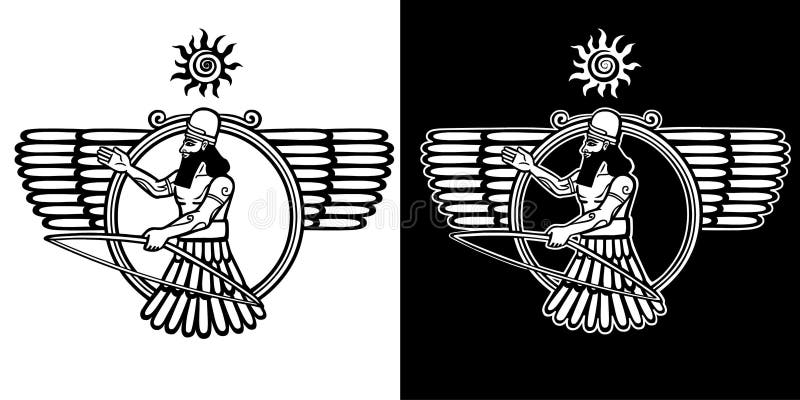 Ancient Assyrian deity winged archer. 