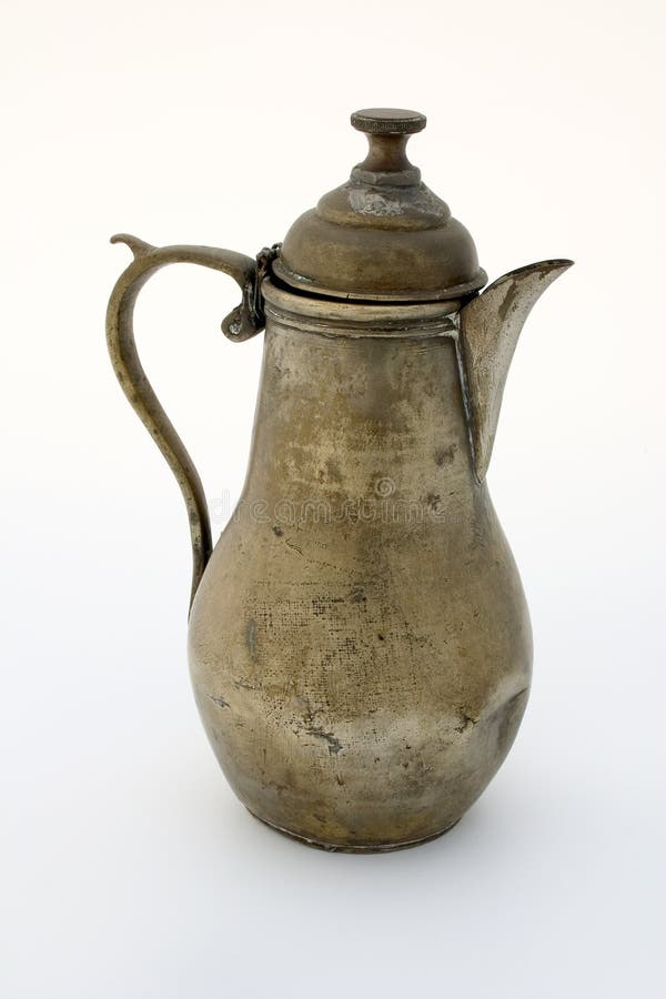 Ancient brass coffee pot stock image. Image of close, ornamental 1421745
