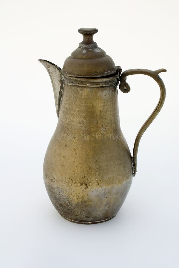 Ancient brass coffee pot stock image. Image of close, ornamental 1421745