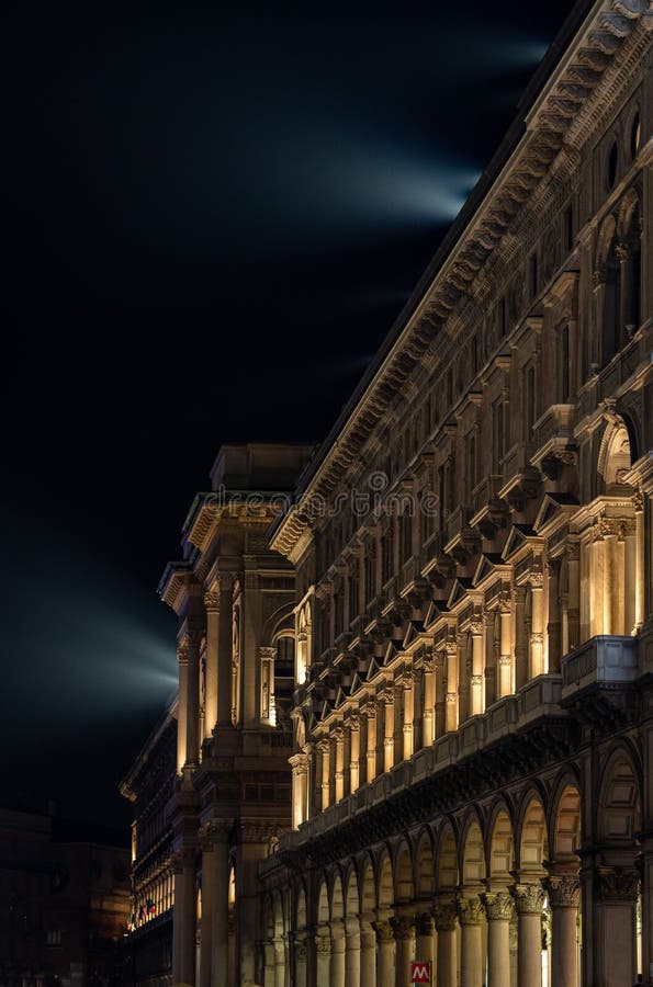 Ancient building illuminated at night royalty free stock photography