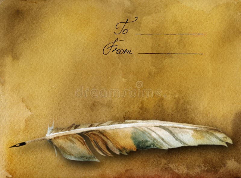 Ancient card with feather pen vector illustration Ancient card with feather pen vector illustration