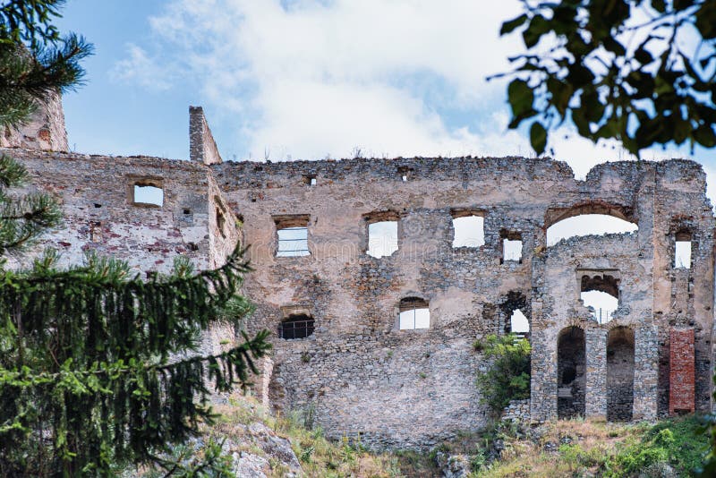 The ancient castle of Beckov. Slovak ancient ruins.Tematin castle ruins, Slovak republic, Europe. Travel destination.Backov Castle