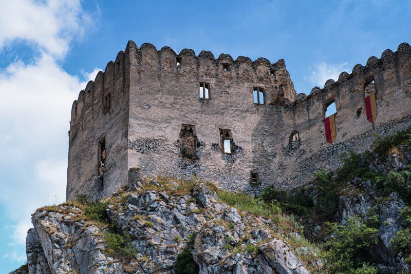 The ancient castle of Beckov. Slovak ancient ruins.Tematin castle ruins, Slovak republic, Europe. Travel destination.Backov Castle