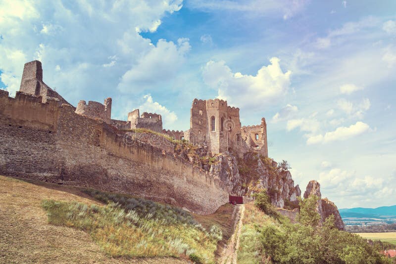 The ancient castle of Beckov. Slovak ancient ruins.Tematin castle ruins, Slovak republic, Europe. Travel destination.Backov Castle