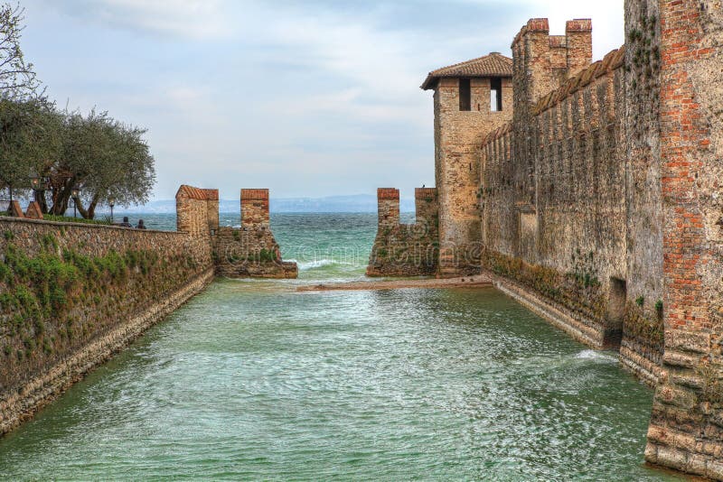 Ancient Castle on Lake Garda. Sirmione, Italy. Stock Image Image of