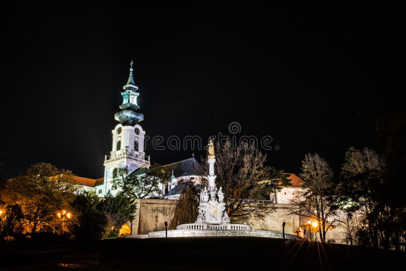 Ancient castle and Plague column, Nitra, Slovakia