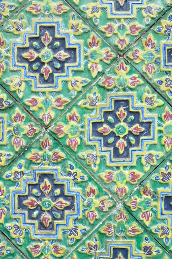 Ancient Ceramic Tile Decorated with Thai Art Stock Image Image of