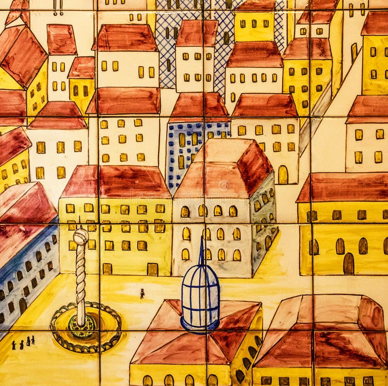 Ancient Ceramic Tile, Museum Azulejo, Lisbon, Portugal Editorial Stock