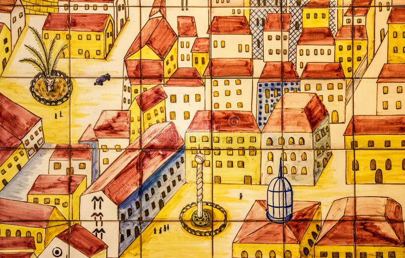 Ancient Ceramic Tile, Museum Azulejo, Lisbon, Portugal. Editorial Stock