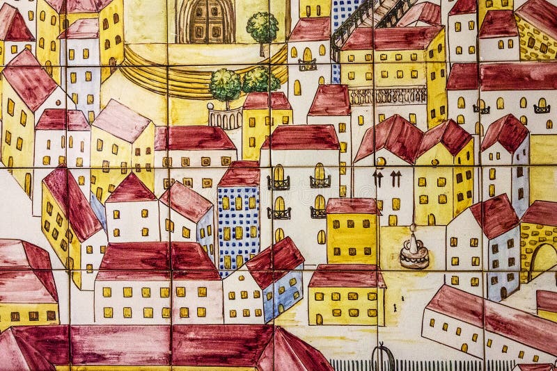 Ancient Ceramic Tile, Museum Azulejo, Lisbon, Portugal. Editorial