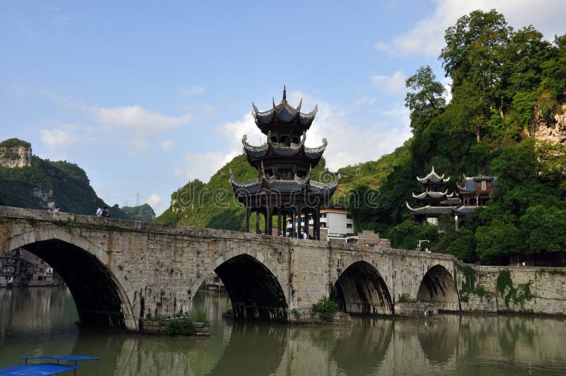Chinese Bridge stock photo. Image of nature, trees, stone 4364172