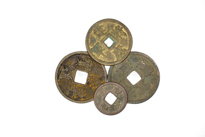 Ancient Chinese Bronze Coins on White Background Stock Photo Image of antique, world 49545906
