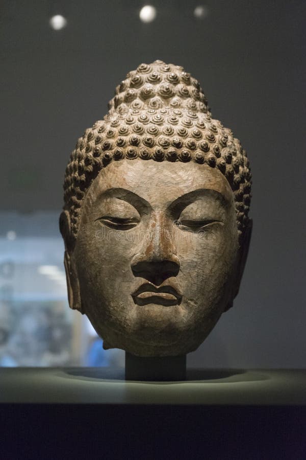 Ancient Chinese Buddha Sculpture in the Museum. Editorial Photography