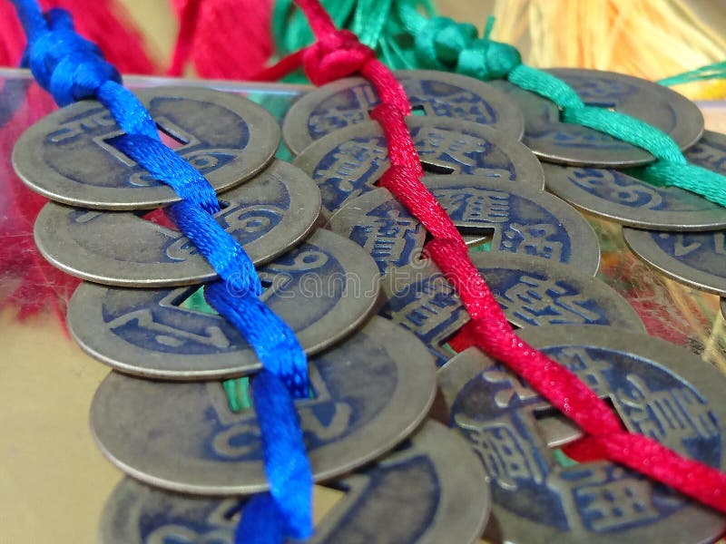 Ancient Chinese COINS, and ancient COINS woven into handicrafts