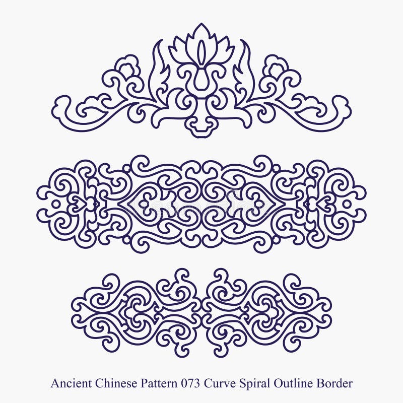 Ancient Chinese Pattern of Curve Spiral Outline Border Stock Vector ...