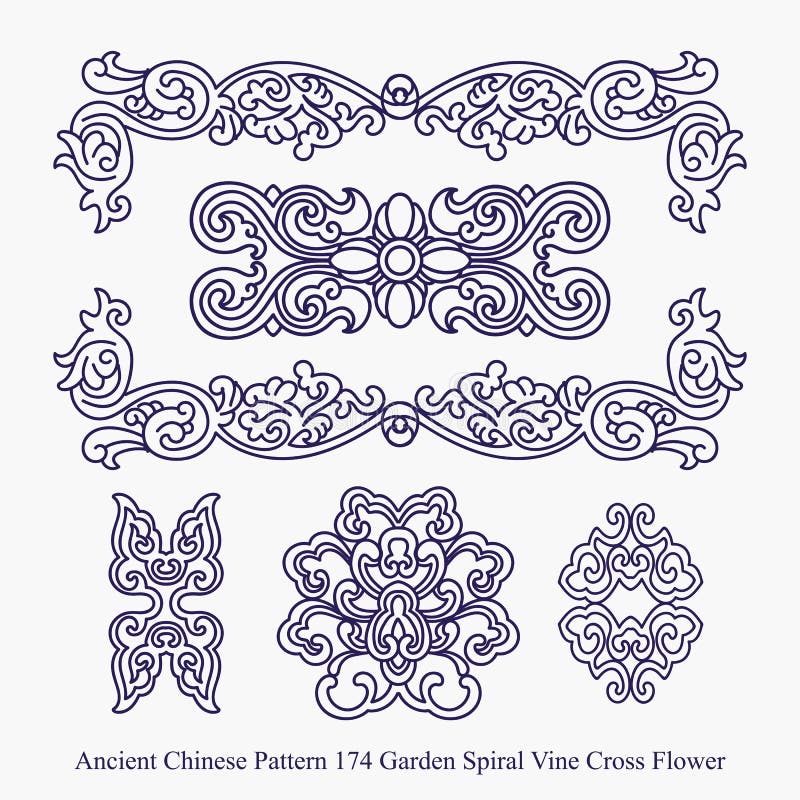 Ancient Chinese Pattern of Curve Spiral Cross Corner Decoration Stock ...