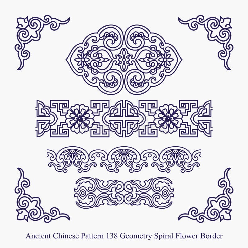 Ancient Chinese Pattern of Curve Spiral Cross Corner Decoration Stock ...