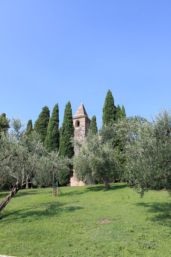 Ancient Church of San Pietro in Mavino in Sirmione Italy royalty free stock images Ancient Church of San Pietro in Mavino in Sirmione Italy royalty free stock images