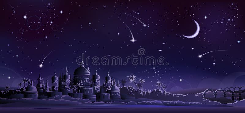 Oraș antic sub semilună royalty free illustration